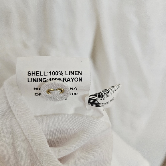 Dissh Lily Women's White Linen Long Sleeve Mini Dress Size U.S. 2 - Picture 8 of 10